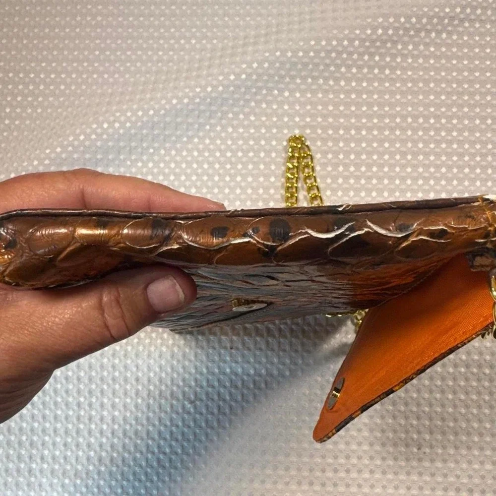 Jessica McClintock Clutch Bag Womens OS Orange Good Snakeskin Chain Strap